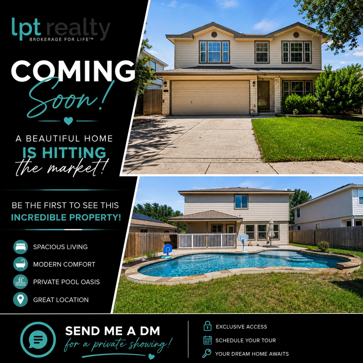 ✨ COMING SOON ✨
This beautiful home with a private pool is hitting the market soon! 🏡☀️
Don’t miss your chance to get early access before it goes live.
📩 Send me a DM for a private showing or more details!
#comingsoon #sanantoniotexas #poolhome #LPTRealty #texasrealtor