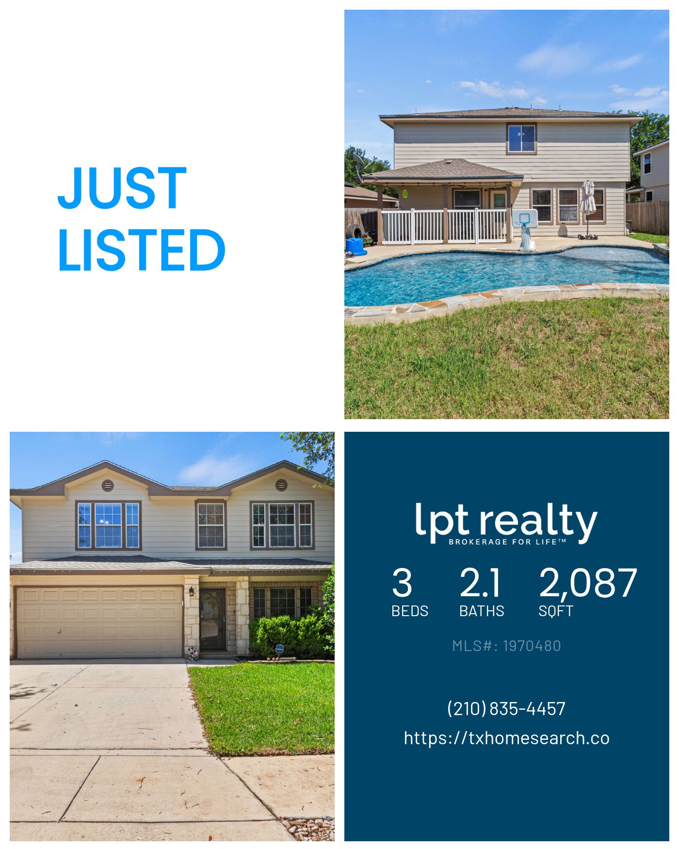 🏡 NEW TO MARKET 🏡
📍9719 Mustang Farm | San Antonio, TX | 78254
3 🛏 | 2.5 🛁 | 2,087 SF
Featuring an updated kitchen, loft space, sparkling pool with a sundeck, covered patio, and barn-style shed, all in the desirable Wildhorse community.
Ready for summer fun and everyday living!
📩 DM me for pricing, photos, and your private showing.
